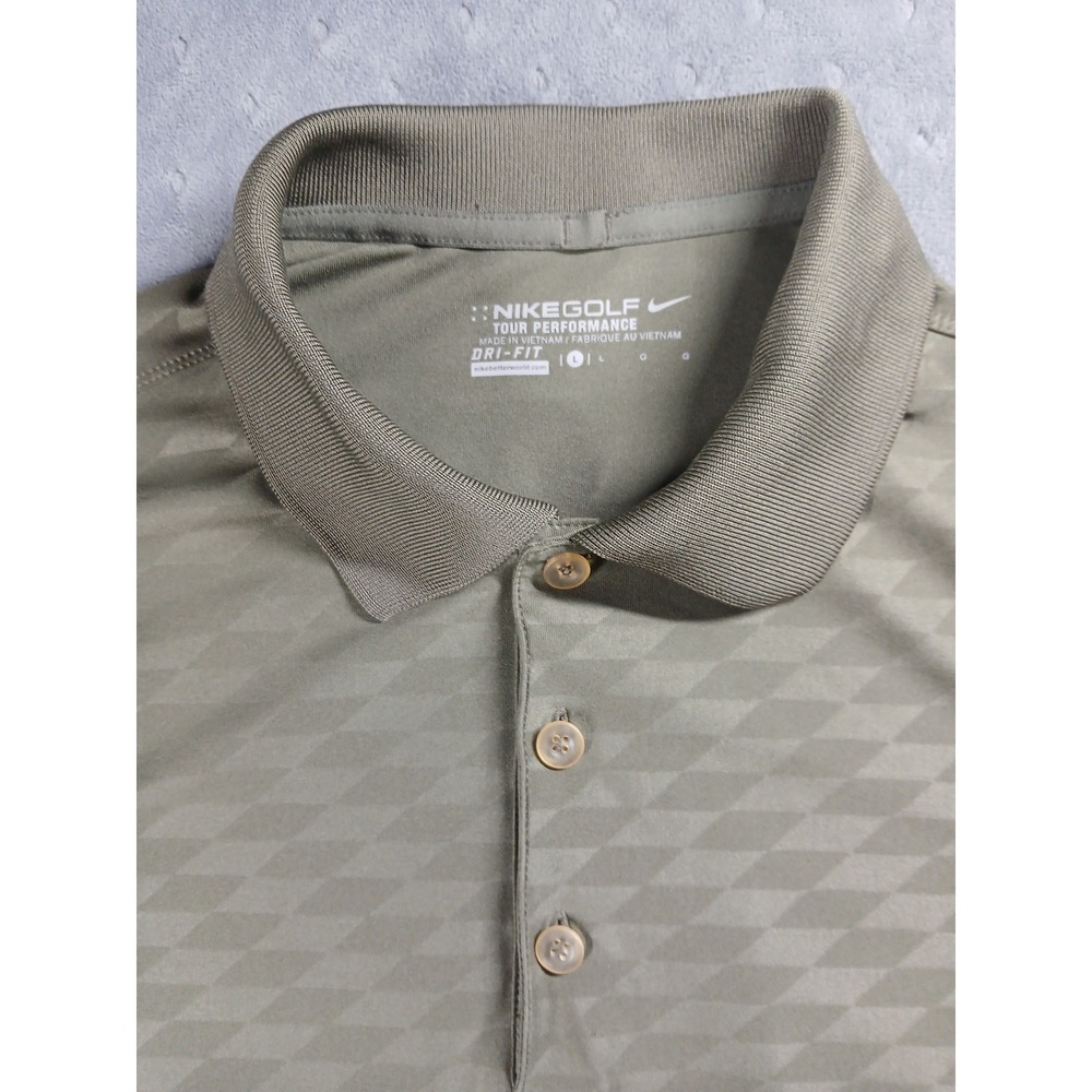 Nike Golf Tour Performance Dri-Fit Polo Shirt Mens Large L Olive Green Diamond - Picture 2 of 8